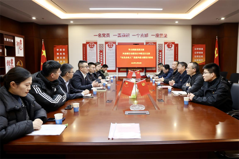 华力控股直属党支部与兴业银行合肥长江中路支行党支部联合开展“红色合伙人”党建共建主题党日活动